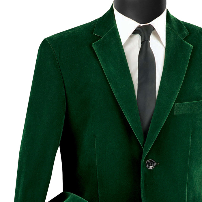 Velvet 2-Button Reg-Fit Dinner Jacket in Green