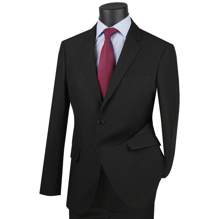 2-Button Skinny-Fit Poplin Polyester Suit in Black