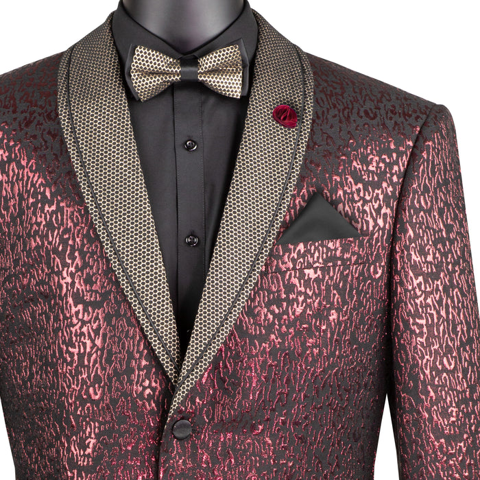 Velvet Shawl-Collar Reg-Fit Tuxedo Jacket in Burgundy