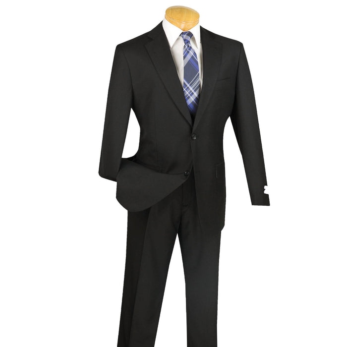 2-Button Classic-Fit Suit w/ Flat Front Pants in Black