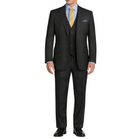 3 Piece 2 Button Classic Fit Suit w/ Flexible Waistband in Black