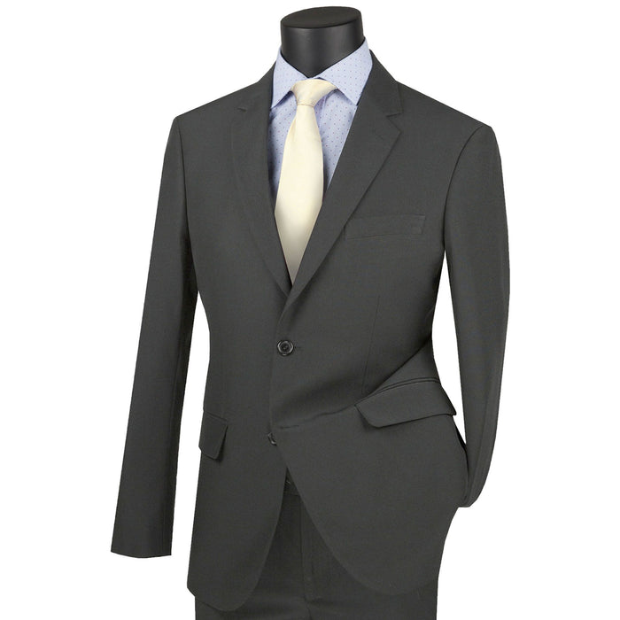 2-Button Skinny-Fit Poplin Polyester Suit in Medium Gray