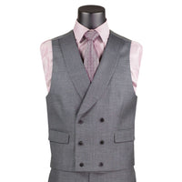 Textured 3-Piece Modern-Fit Suit w/ Adjustable Waistband in Charcoal Gray