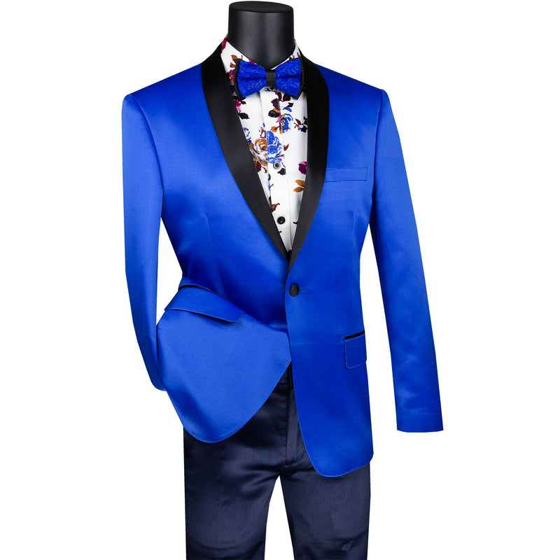 Sateen Slim-Fit Stretch Tuxedo Jacket in Royal Blue