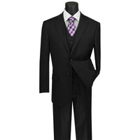Pinstripe 3-Piece Classic-Fit Suit in Black