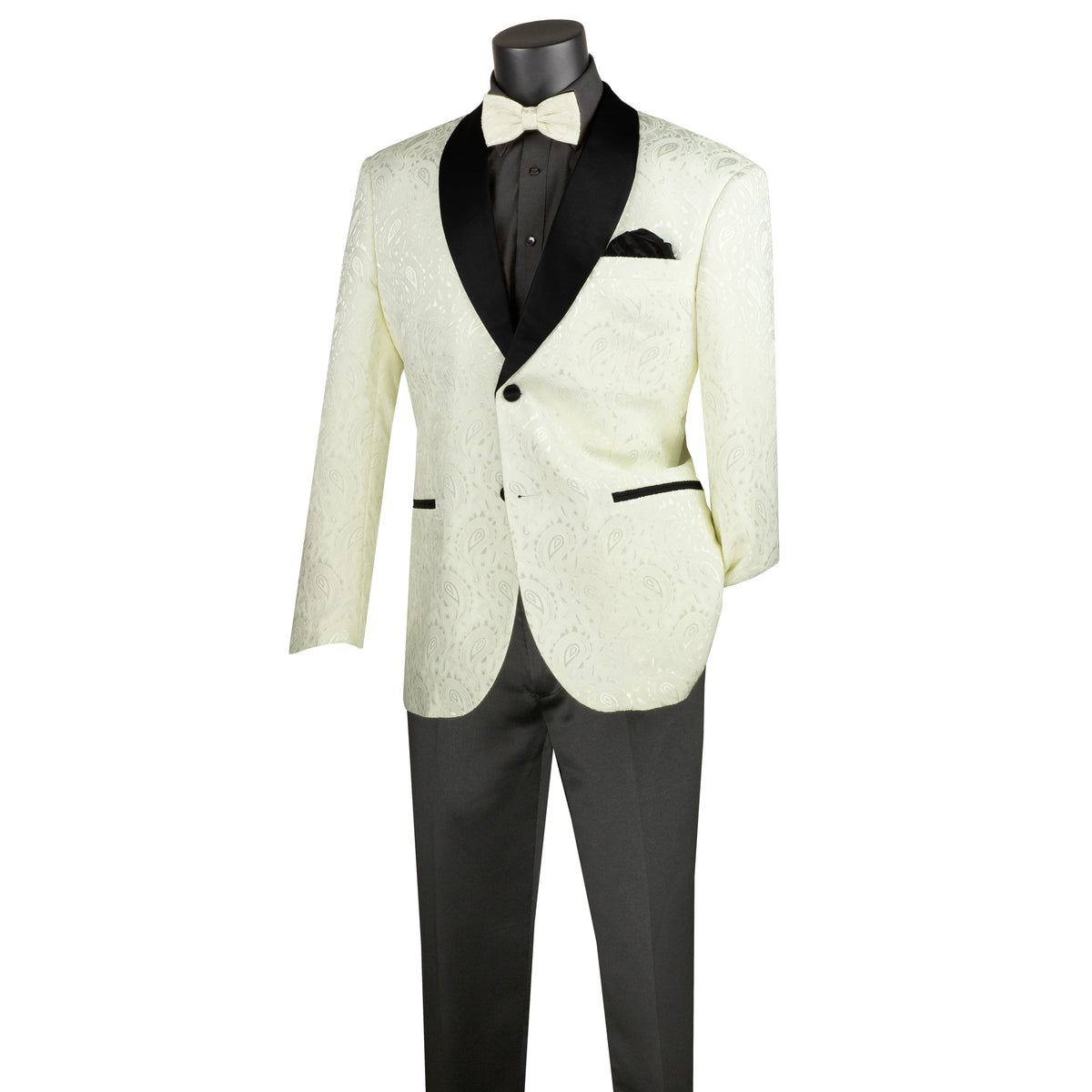 Jacquard Modern-Fit Shawl-Collar Tuxedo Jacket in White