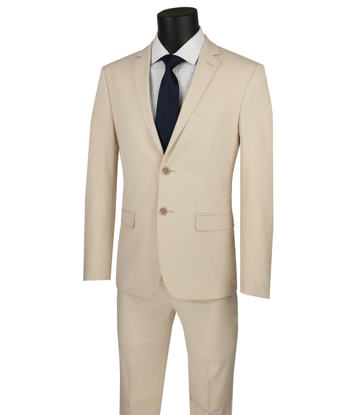 Stretch 2-Button Skinny-Fit Suit in Beige