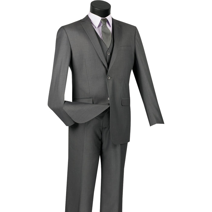 3-Piece 2-Button Slim-Fit Suit in Heather Gray