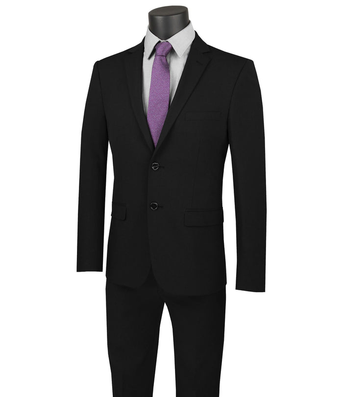 Stretch 2-Button Skinny-Fit Suit in Black