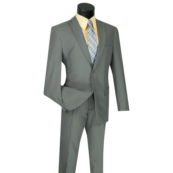 2-Button Classic-Fit Poplin Polyester Suit in Light Gray