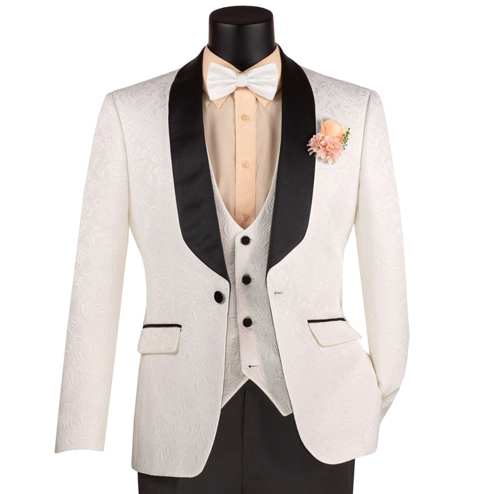 Jacquard 3-Piece Slim-Fit Tuxedo in White