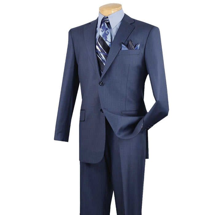 Textured Solid Classic-Fit Suit in Blue