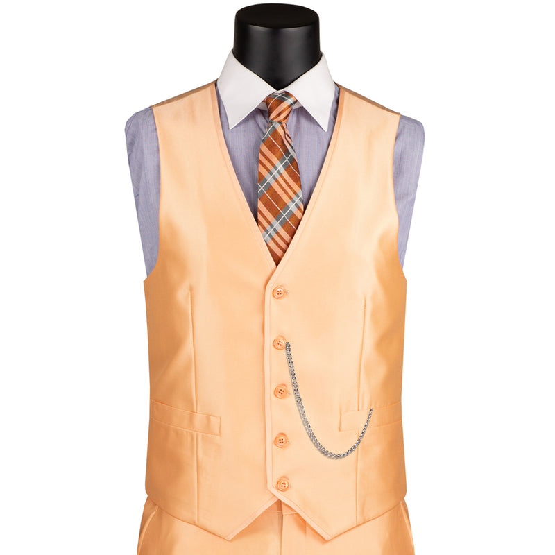 Satin 3-Piece 2-Button Slim-Fit Suit in Melon Orange