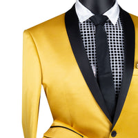 Sateen Slim-Fit Stretch Tuxedo Jacket in Gold