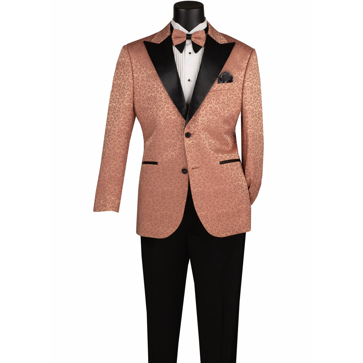Floral Jacquard 2 Button Reg Fit Tuxedo Jacket in Clay