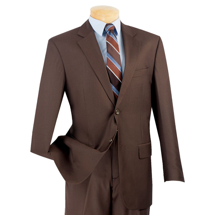 2-Button Classic-Fit Suit w/ Flat Front Pants in Brown