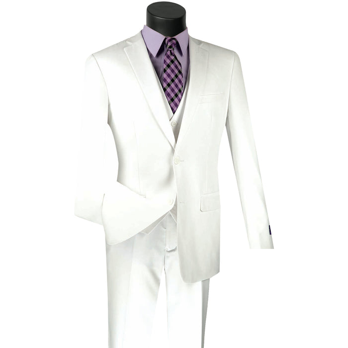 3-Piece 2-Button Slim-Fit Suit in White