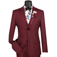 Trimmed 3-Piece Slim-Fit Tuxedo in Burgundy