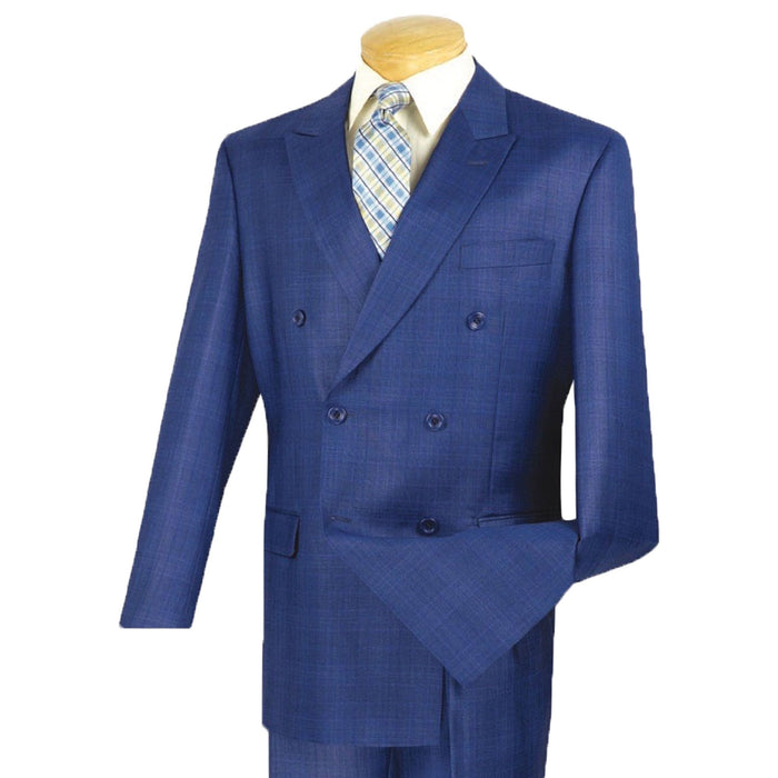 Glen Plaid Double-Breasted Classic-Fit Suit in Blue