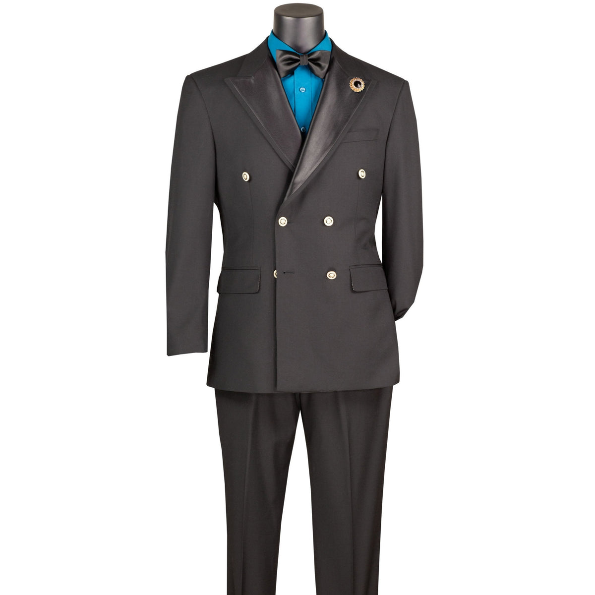 Double Breasted Modern Fit Tuxedo Dinner Jacket in Black
