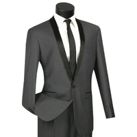 Shawl-Collar Slim-Fit Tuxedo in Heather Gray