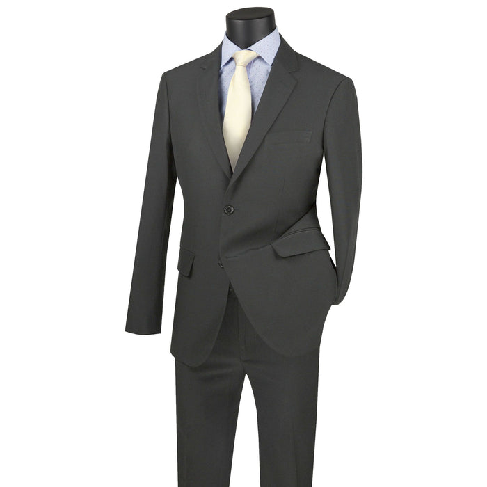 2-Button Skinny-Fit Poplin Polyester Suit in Medium Gray