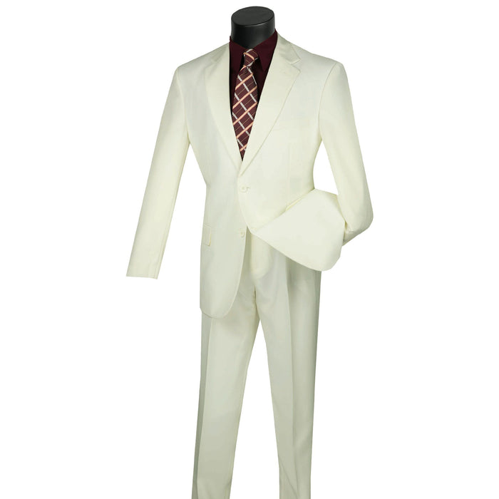 2-Button Classic-Fit Poplin Polyester Suit in Ivory