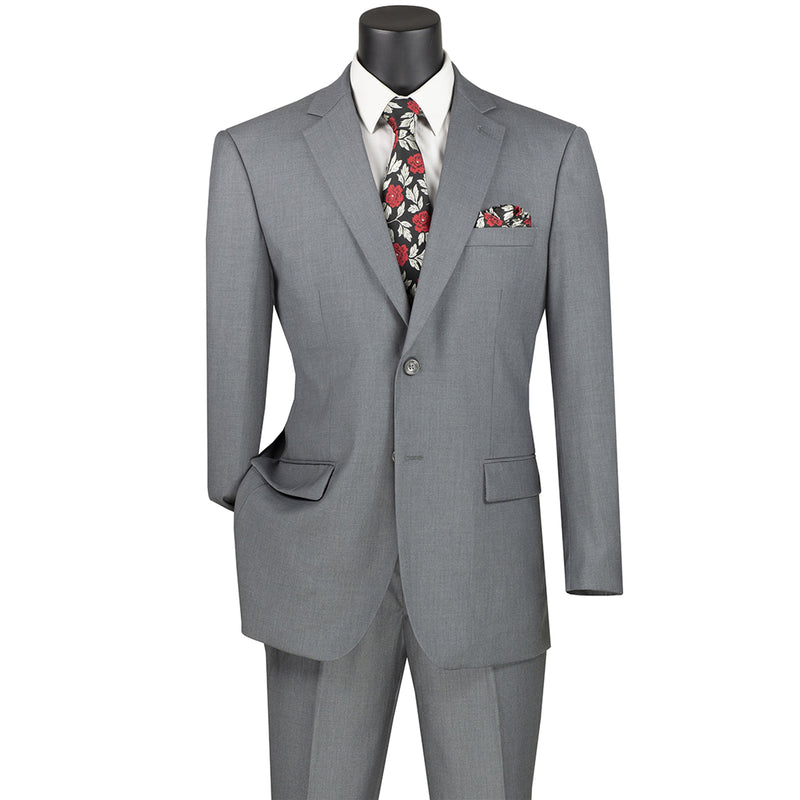 2-Button Classic-Fit Suit w/ Adjustable Waistband in Medium Gray