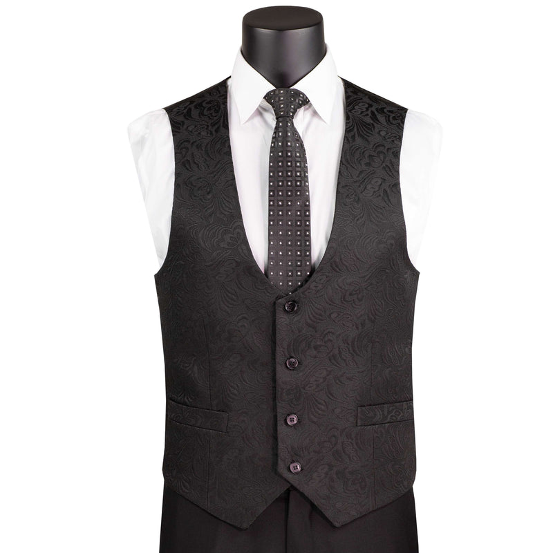 Jacquard 3-Piece Slim-Fit Tuxedo in Black