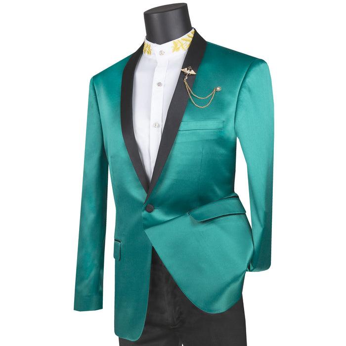 Sateen Slim-Fit Stretch Tuxedo Jacket in Emerald Green