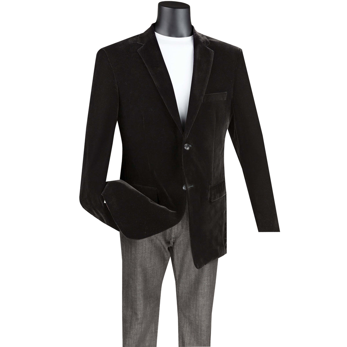 Velvet 2-Button Reg-Fit Dinner Jacket in Black