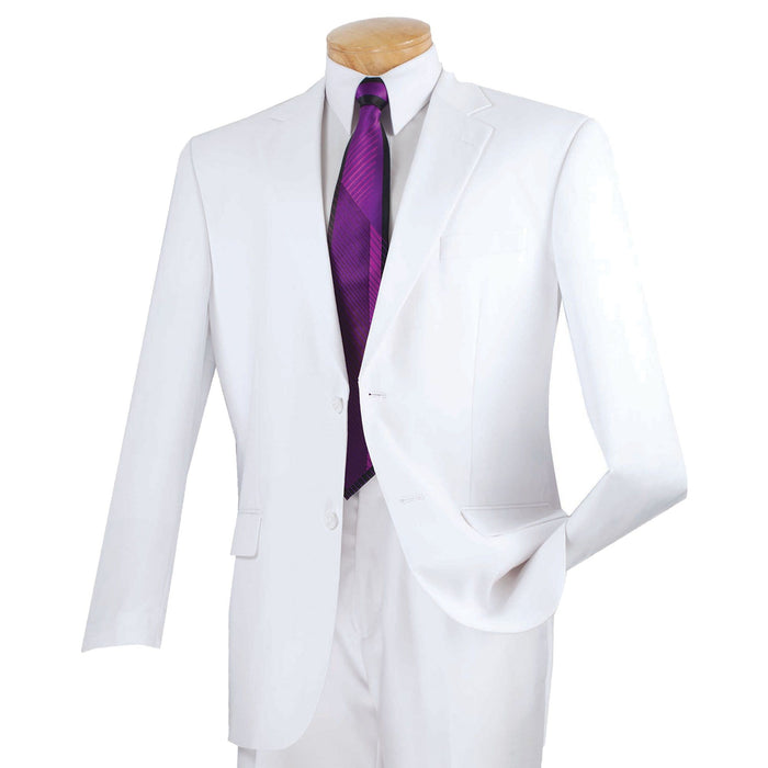 2-Button Classic-Fit Suit w/ Flat Front Pants in White