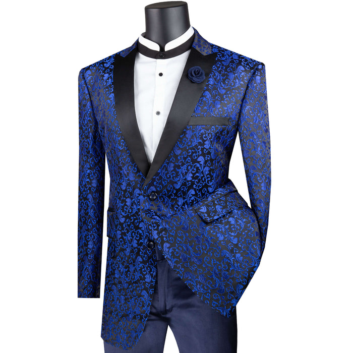 Paisley 2-Button Reg-Fit Tuxedo Jacket in Blue