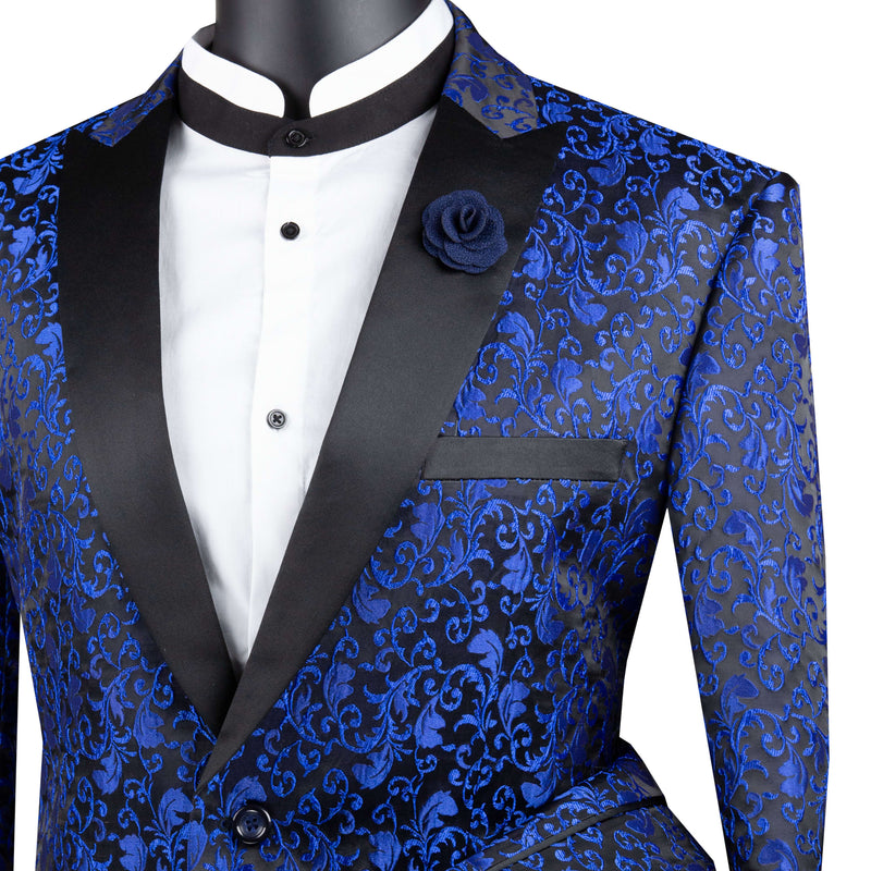 Paisley 2-Button Reg-Fit Tuxedo Jacket in Blue