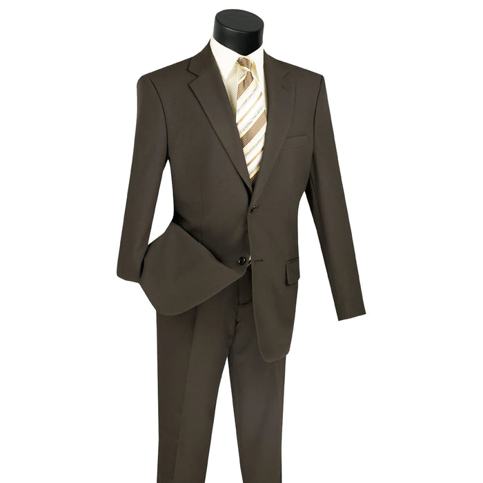 2-Button Classic-Fit Poplin Polyester Suit in Brown