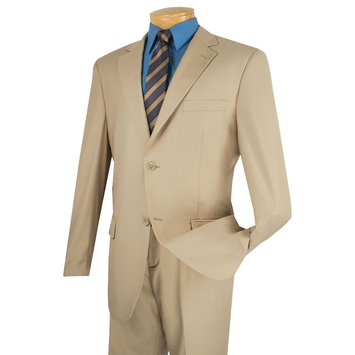 2-Button Classic-Fit Suit w/ Flat Front Pants in Light Beige