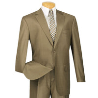 Textured Solid Classic-Fit Suit in Taupe