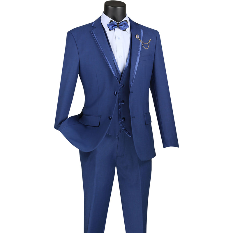 Trimmed 3-Piece Slim-Fit Tuxedo in Blue