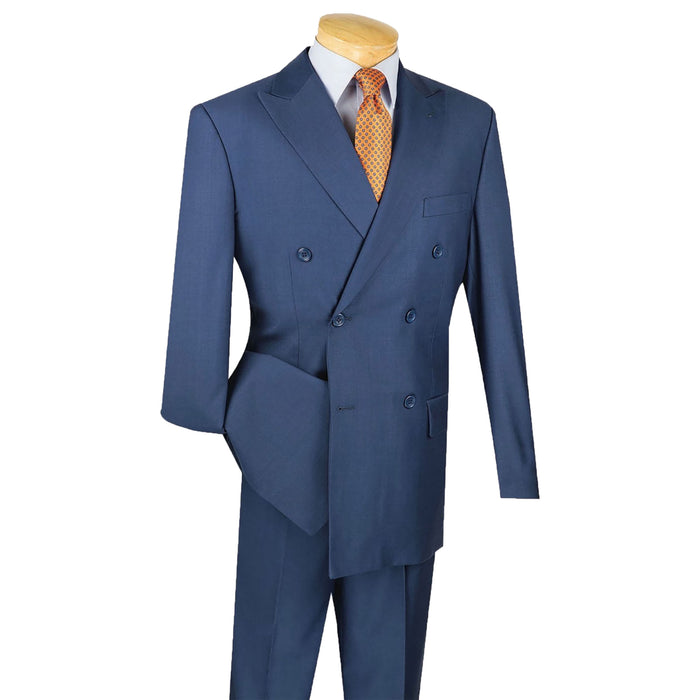 Double-Breasted Classic-Fit Suit w/ Adjustable Waistband in Blue