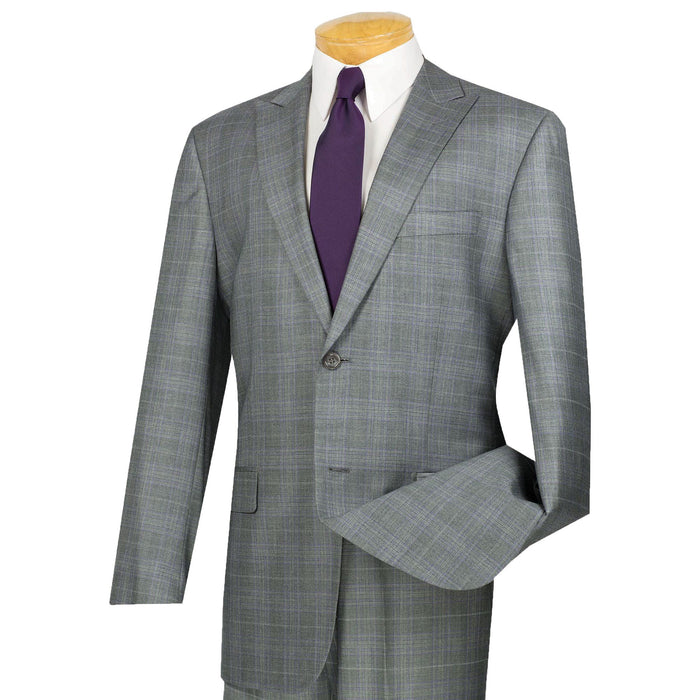 Glen Plaid Classic-Fit Suit w/ Peak Lapel in Gray