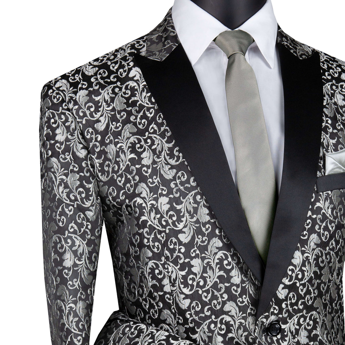 Paisley 2-Button Reg-Fit Tuxedo Jacket in Silver