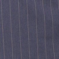 Wide Striped Double Breasted Regular Fit Suit w/ Adjustable Waistband in Denim Blue