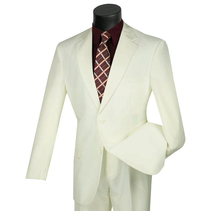 2-Button Classic-Fit Poplin Polyester Suit in Ivory