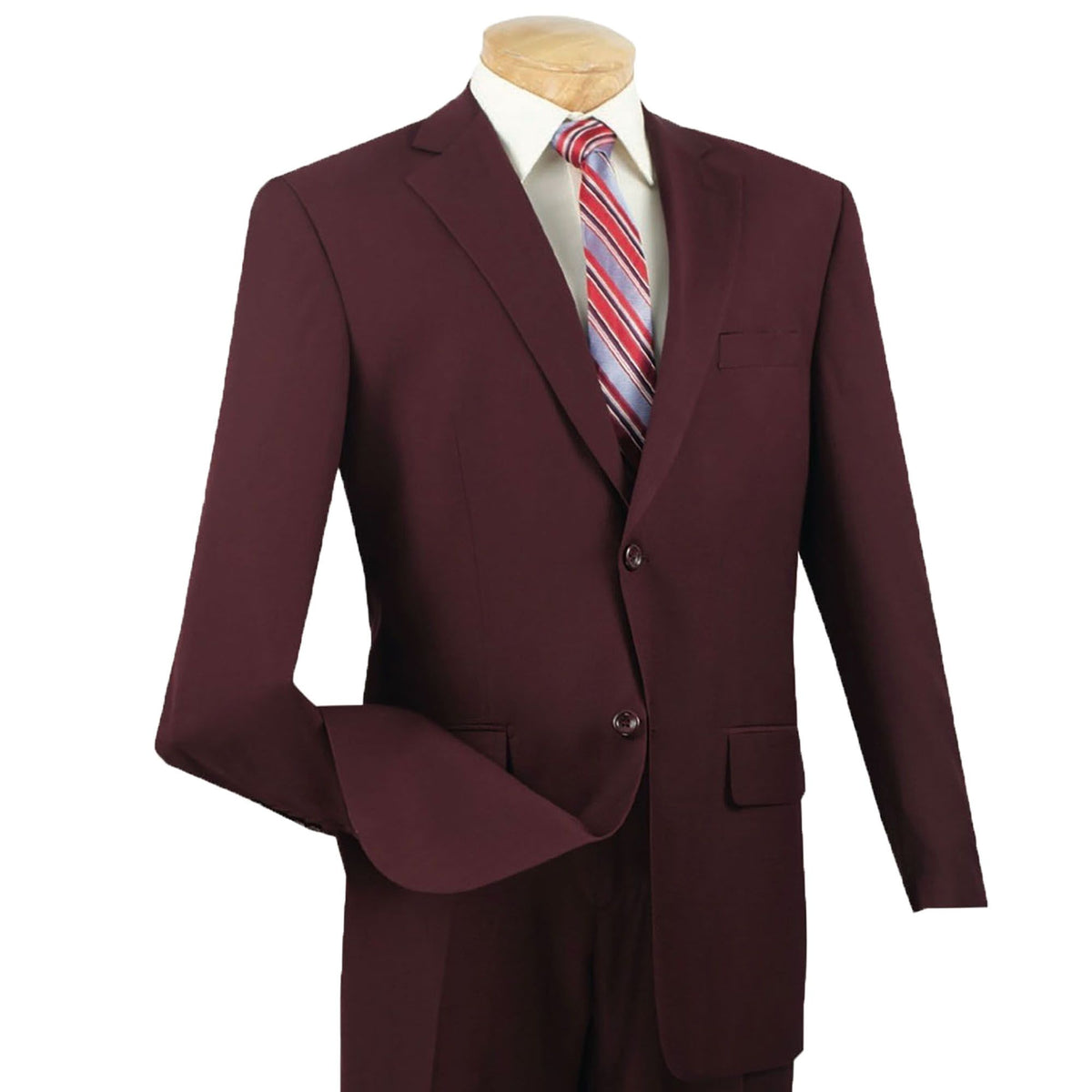 Textured Solid Classic-Fit Suit in Burgundy
