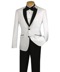 Sharkskin Shawl-Lapel Slim-Fit Tuxedo in White