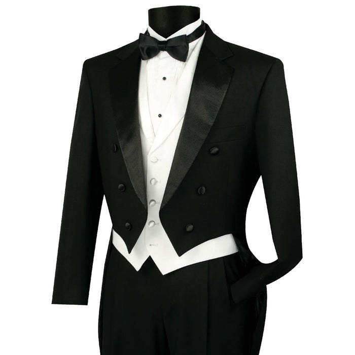 3-Piece Classic-Fit Tailcoat Tuxedo in Black