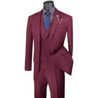 Glen Plaid 3-Piece Classic-Fit Suit in Burgundy