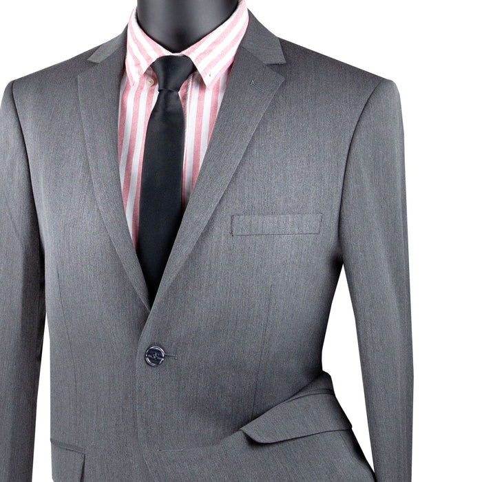 Stretch 2-Button Skinny-Fit Suit in Charcoal Gray