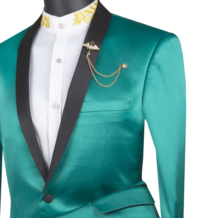 Sateen Slim-Fit Stretch Tuxedo Jacket in Emerald Green