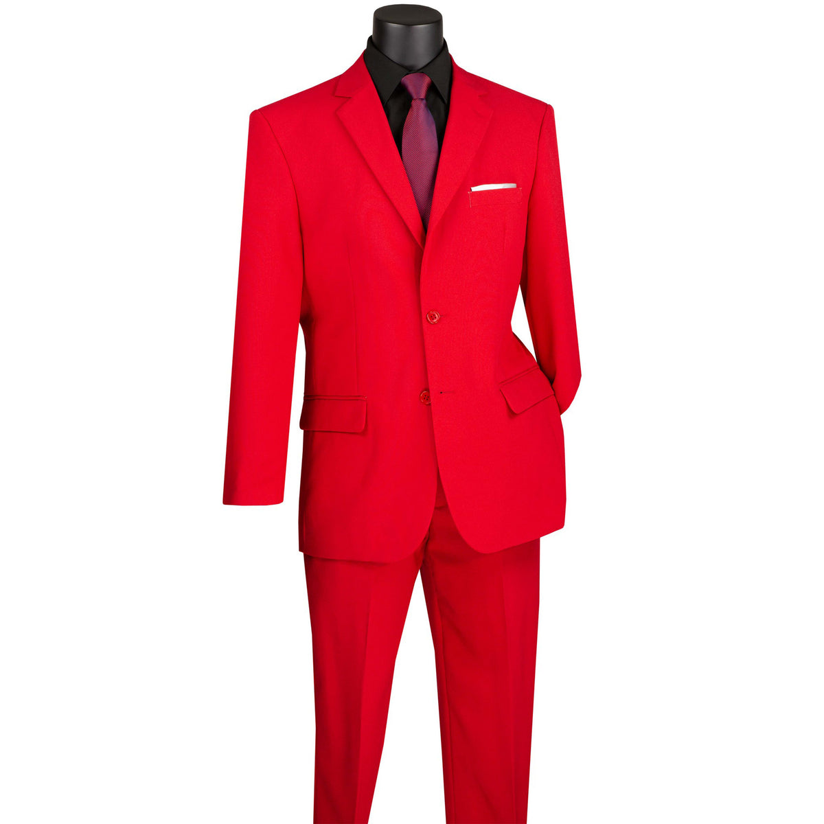 2-Button Slim-Fit Poplin Polyester Suit in Red